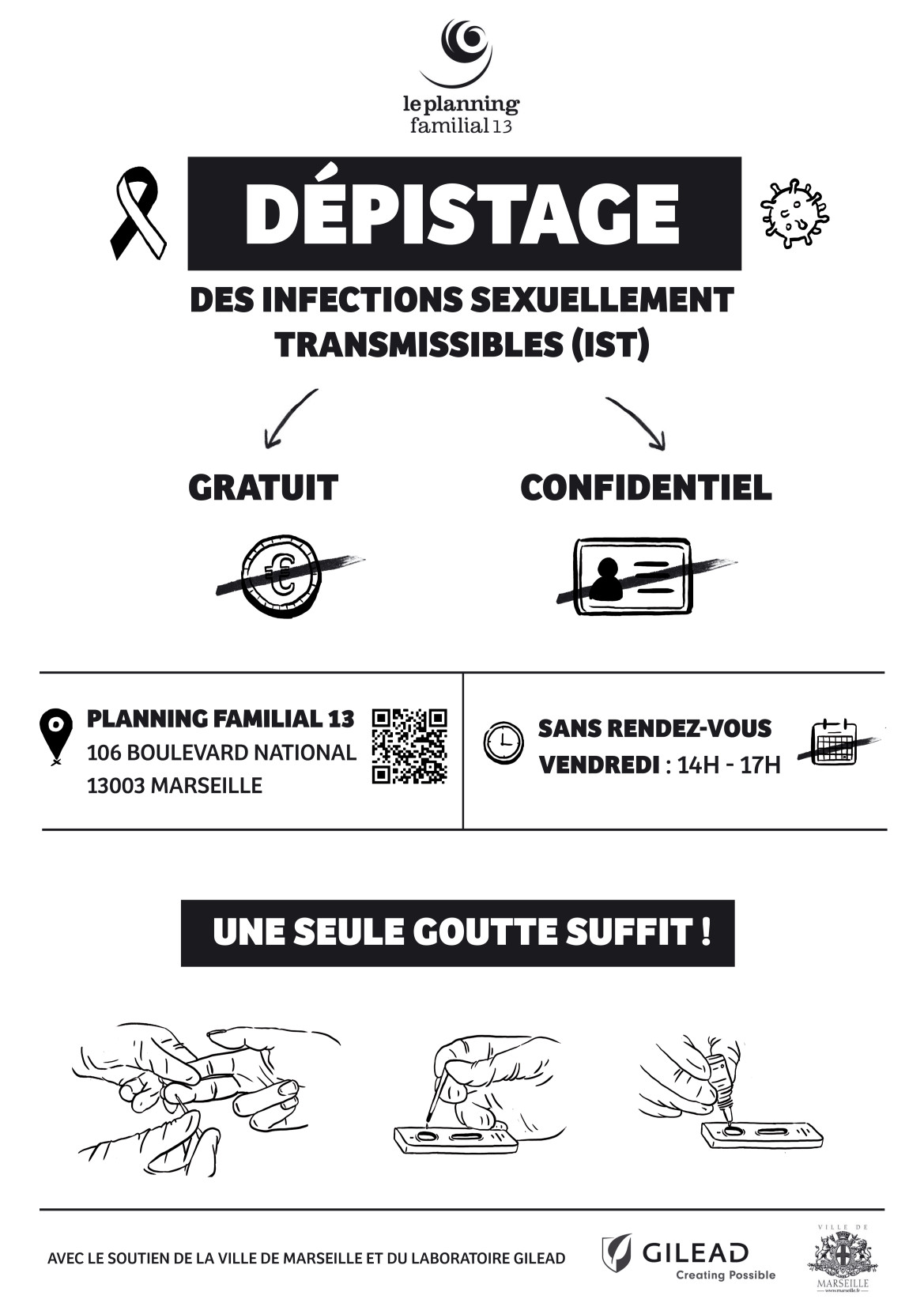 Dépistage des IST au Planning 13 - permanence sans rdv